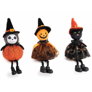 Set 3 figurine Halloween textil Ø7,5cmx15H
