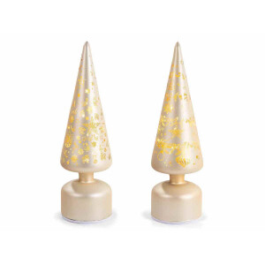 Set 2 brazi Craciun sticla aurie cu led Ø 9 cm x 31 H