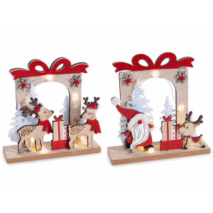 Set 2 decoratiuni Craciun lemn cu led cm 18 x 6 x 18 H