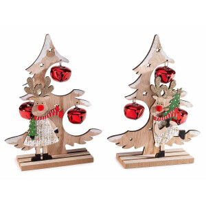 Set 2 decoratiuni Craciun lemn multicolor 17x4.5x21.5 cm