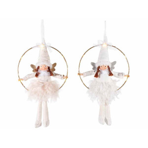 Set 2 figurine Ingeri textil cu led 20x34 cm