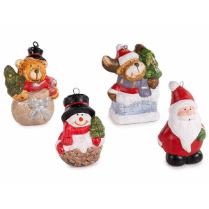 Set 20 decoratiuni Craciun teracota multicolora 6x3.5x5 cm