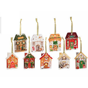 Set 36 ornamente brad Craciun ceramica multicolora 7,5 x 10 H
