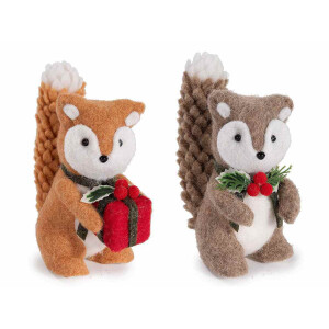 Set 2 figurine Craciun textil multicolor cm 14,5 x 7,5 x 17 H