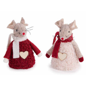 Set 2 figurine Craciun Soricei textil cm 5 x 5 x 8 H