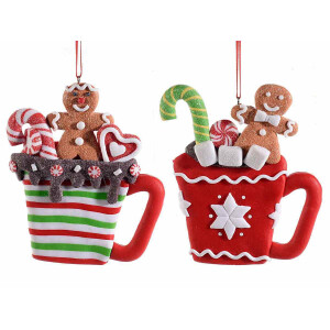 Set 2 ornamente brad Craciun polirasina 10x11.5 cm