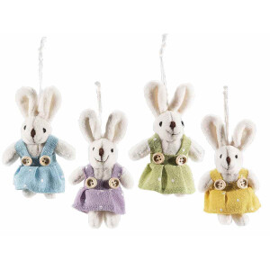 Set 16 figurine Iepurasi textil multicolor 8x7x11 cm