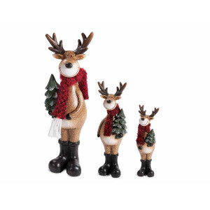 Set 3 figurine Reni polirasina multicolora 9,5 x 9 x 29,5 H, 6,5 x 6,5 x 20 H, 4,5 x 4,5 x 15 H