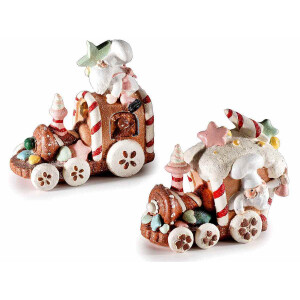Set 2 masinute decor Craciun polirasina multicolora 14x8x12.5 cm