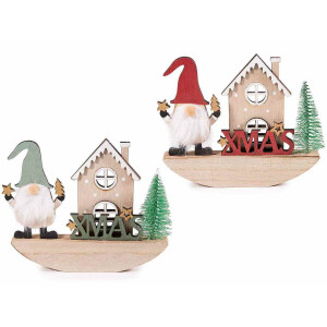 Set 2 decoratiuni Craciun lemn multicolor 15.5x2x12.5 cm