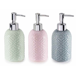 Set 3 dispensere sapun lichid ceramica gri Ø 7,5 cm x 18,5 H, 320 ml