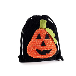Saculet dulciuri Halloween catifea multicolora Dovleac cm 14,5x18 H