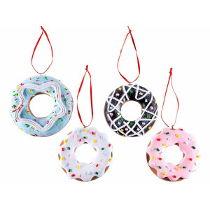 Set 8 ornamente brad polirasina multicolora 8.5 cm