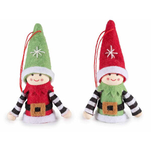 Set 2 ornamente brad Spiridus textil multicolor 2.5x8.5 cm