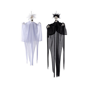 Set 2 figurine Halloween Fantoma neagra alba cu led cm 60 H