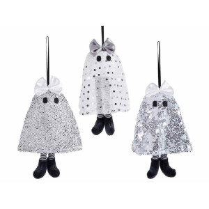 Set 3 decoratiuni Halloween Fantoma textil multicolor cm 17 H