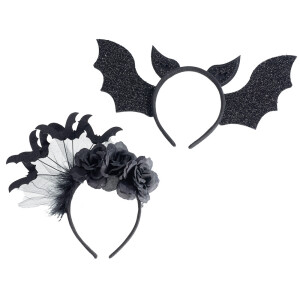 Set 2 cordelute Halloween textil negru alb cm 33 x 18 H