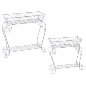 Set 2 suporturi flori fier alb 87x32x78 cm, 69x24x64 cm