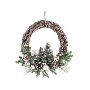 Coronita Craciun lemn brad artificial decorat 30 cm