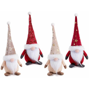 Set 4 figurine Mos Craciun textil multicolor cm cm 12x9x33 H