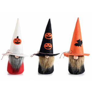 Set 3 figurine Halloween Gnom textil multicolor Ø14cmx28H