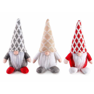 Set 3 figurine Gnomi textil multicolor 10x9x20 cm