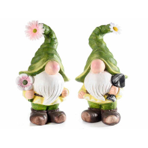 Set 2 figurine ceramica Gnomi 14x10.5x23.5 cm