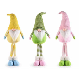 Set 3 figurine Gnomi textil multicolor 17x13x60 cm