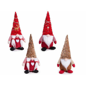 Set 4 figurine Mos Craciun si Craciunita textil multicolor cm 15x13x34 H