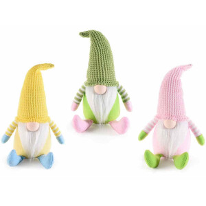 Set 3 figurine Gnomi textil multicolor 13x13x28 cm