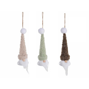 Set 9 ornamente brad Mos Craciun Ingeri textil Ø 6,5 x 19 H