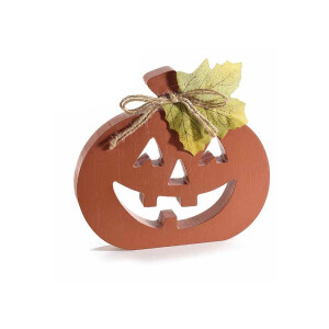 Dovleac Halloween lemn maro poliester verde 17 x 2 x 16 H