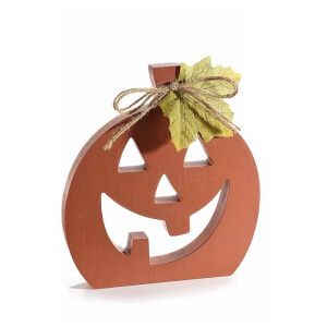 Dovleac Halloween lemn maro poliester verde 15,5 x 2 x 17 H