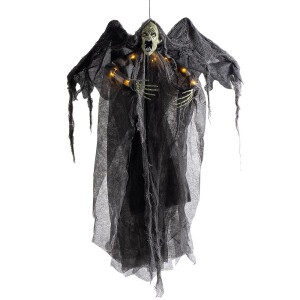 Figurina Halloween Fantoma neagra cu leduri cm 90 H