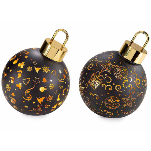 Set 4 globuri Craciun sticla neagra aurie 14.5x16 cm