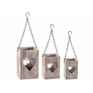 Set 3 felinare 15x15x49 cm, 12.5x12.5x42 cm, 10x10x38 cm