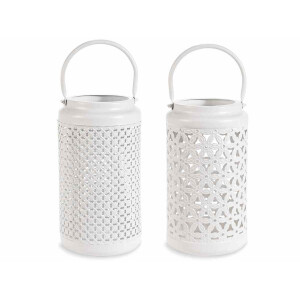 Set 2 felinare metal alb 15x38 cm