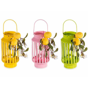Set 3 felinare metal decorate cu Lamai Ø 12 cm x 31.5 H