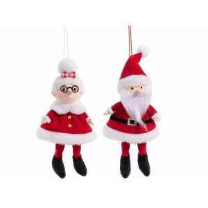 Set 6 ornamente brad Mos Craciun, Craciunita textil multicolor cm 22 H