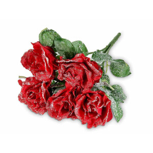 Set 4 buchete Trandafiri artificiali rosii verzi 46 cm