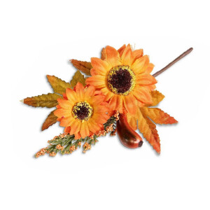 Gerbera artificiala maro portocalie cm 15 H