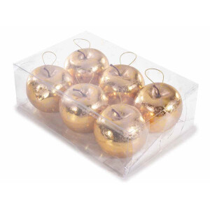 Set 6 ornamente brad Mere aurii Ø 7,5 cm x 7,5 H