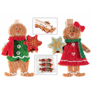 Set 6 ornamente brad Turta Dulce textil multicolor 4x5.5 cm