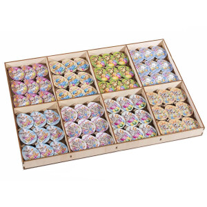 Set 72 decoratiuni Paste lemn cu clips 3x4.5 cm