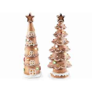 Set 2 brazi Craciun polirasina multicolora cu led 9.5x6x25 cm