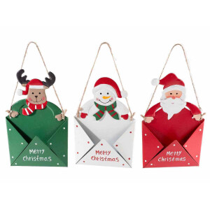 Set 3 ornamente brad Craciun metal multicolor 10x17 cm