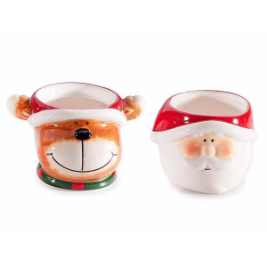 Set 2 decoratiuni ceramica Craciun 11.5x9x7 cm