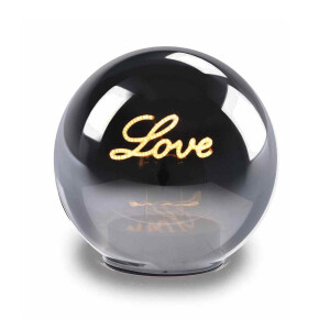 Sfera decorativa sticla gri cu led Love Ø 12 cm x 10,5 H 