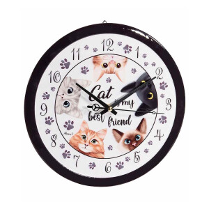 Ceas perete ceramica multicolora sticla Pisicute Ø 25 cm