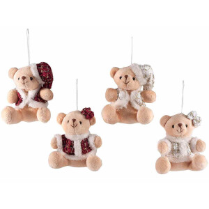 Set 8 ornamente brad Ursuleti textil multicolor 10.5x8x13 cm